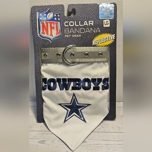 NFL Adjustable Reflective Pet Bandana - Silver and White